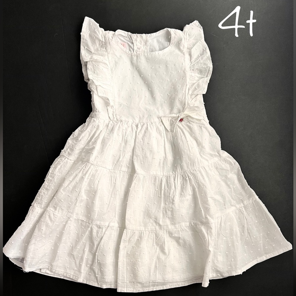 Spanish white dress sz 4t Swiss dots cotton